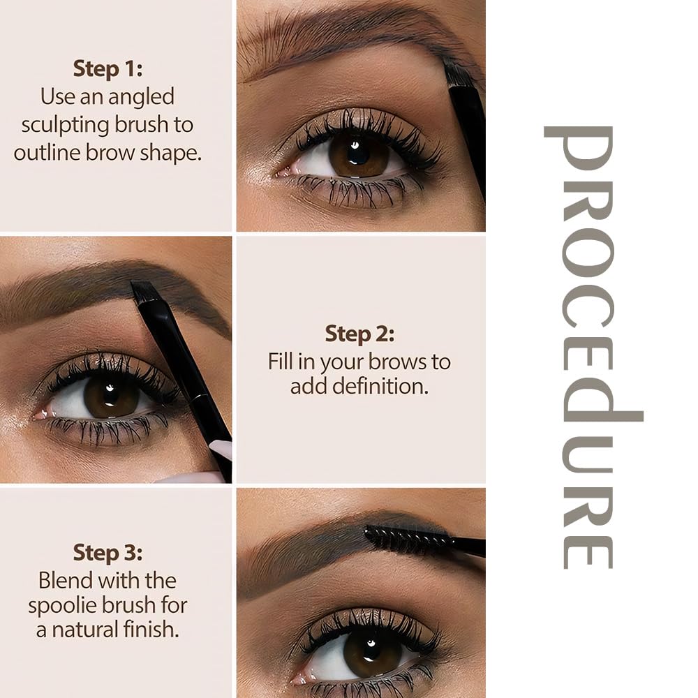 Taupe Grey Eye Brow Powder for Women, Matte Gray Black Eyebrow Powder Kit with Brush, Long-Lasting 3 Colors Beige White Brow Palette, Filler for Full, Defined Natural Brows Shaping