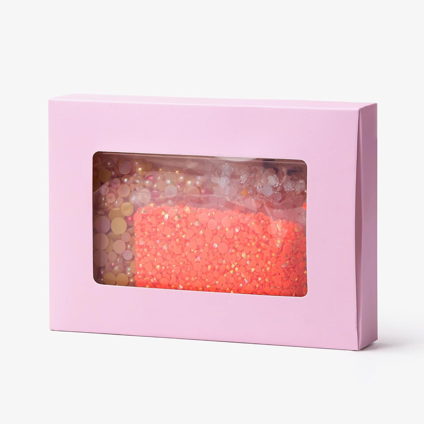 Sun Magic 160g Orange Flat Back Pearls Rhinestones for Crafts Mixed Size 3mm-10mm AB Color Round Half Pearls Flatback Pearl Beads and Resin Rhinestones Set for Face Art