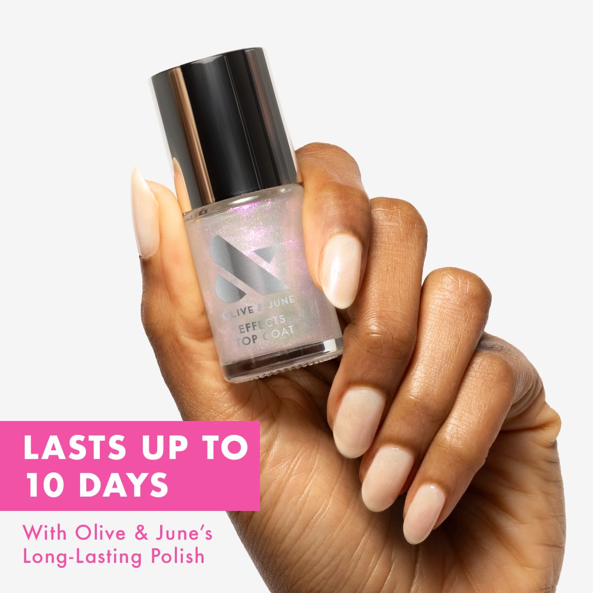 Olive & June Long Lasting Nail Polish Top Coat - Sparkle Fairy | Gel-Like Finish | No Lamp Needed, Lasts up to 10 days | Salon-Quality at Home | Vegan & Cruelty-Free, Chip-Resistant | Iridescent Flake