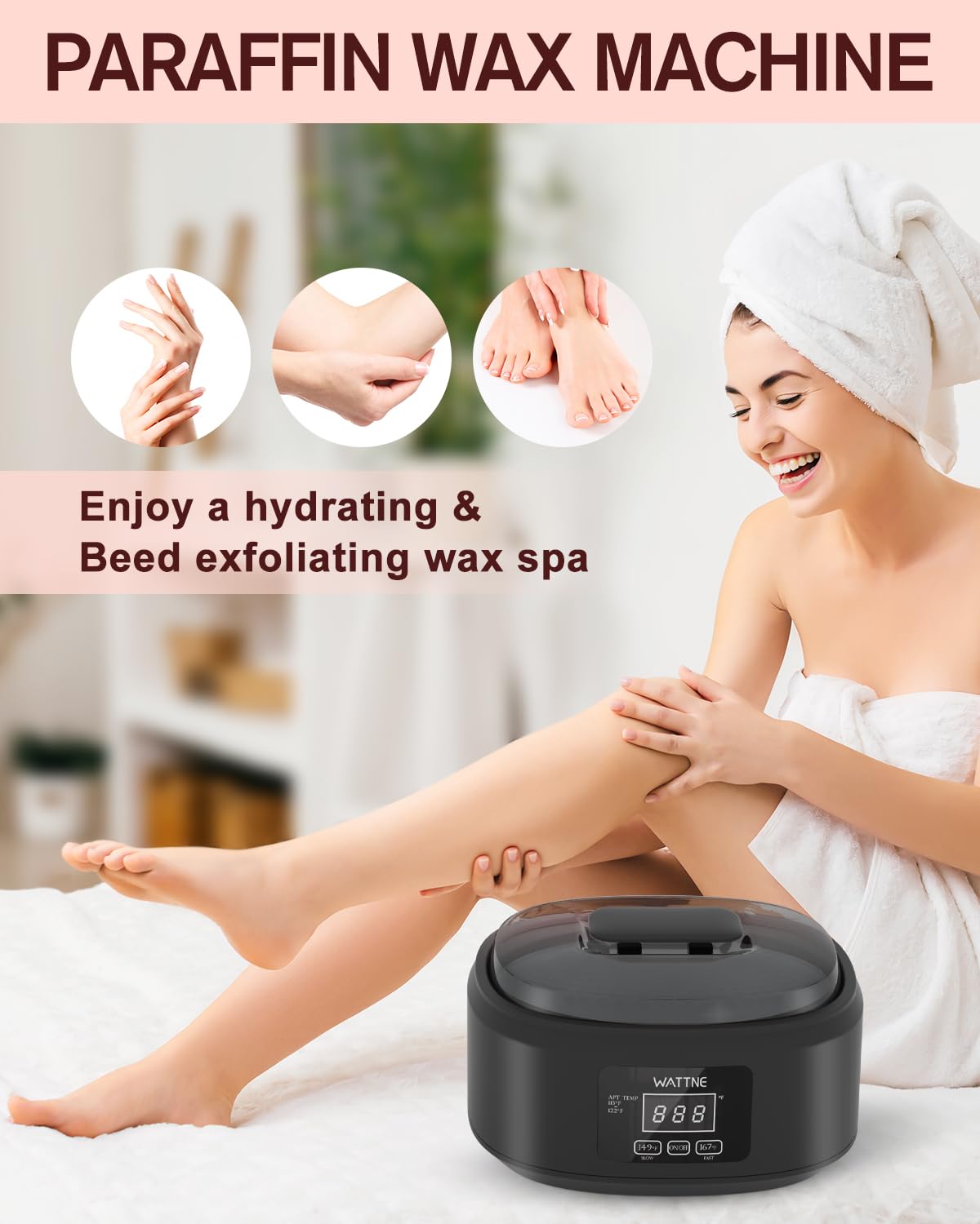 Paraffin Wax Machine for Hand and Feet -Paraffin Wax Warmer Moisturizing Kit Auto-time and Keep Warm Paraffin Hand Wax Machine for Arthritis (Black)