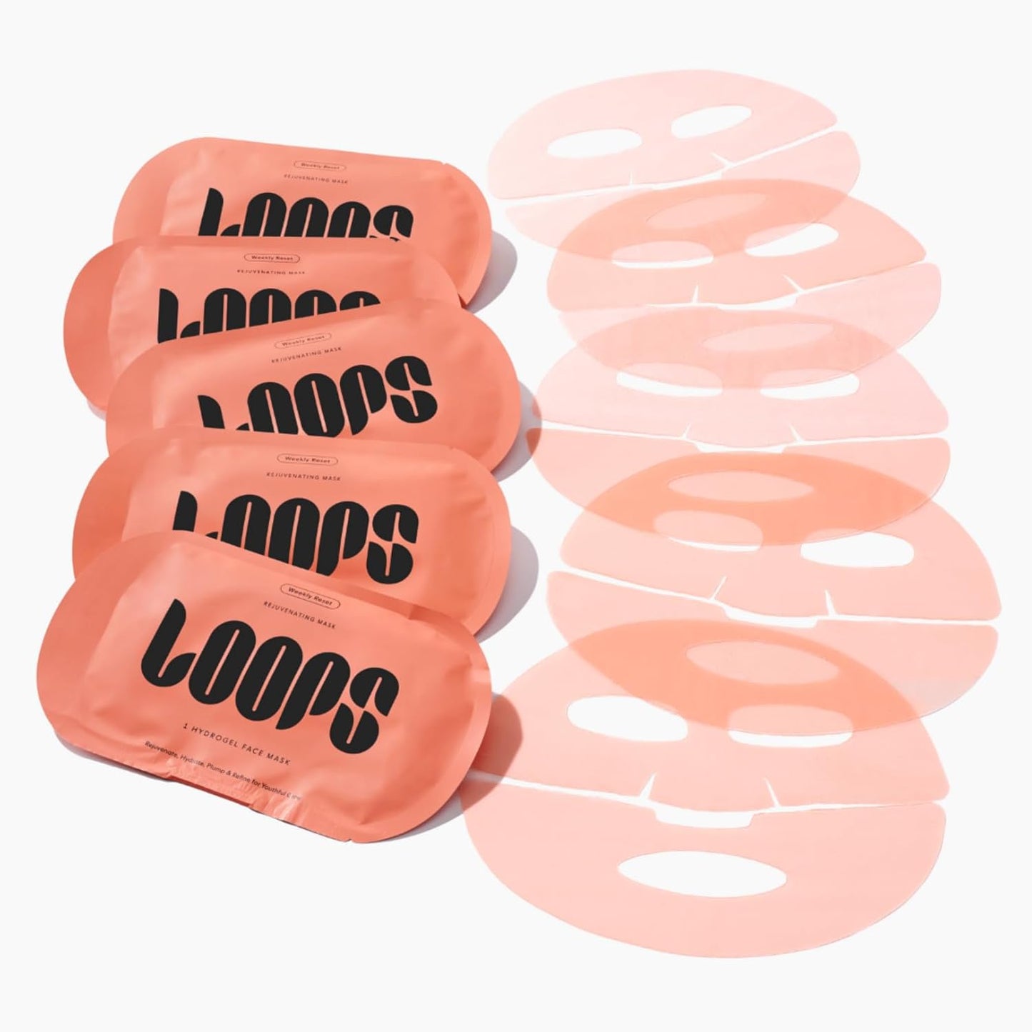 LOOPS WEEKLY RESET - Rejuvenating Hydrogel Face Mask Kit - Rejuvenate, Hydrate, Refine & Plump Face, Moisturized, Pore Refining - Reduces Signs of Puffiness - 5 Pc