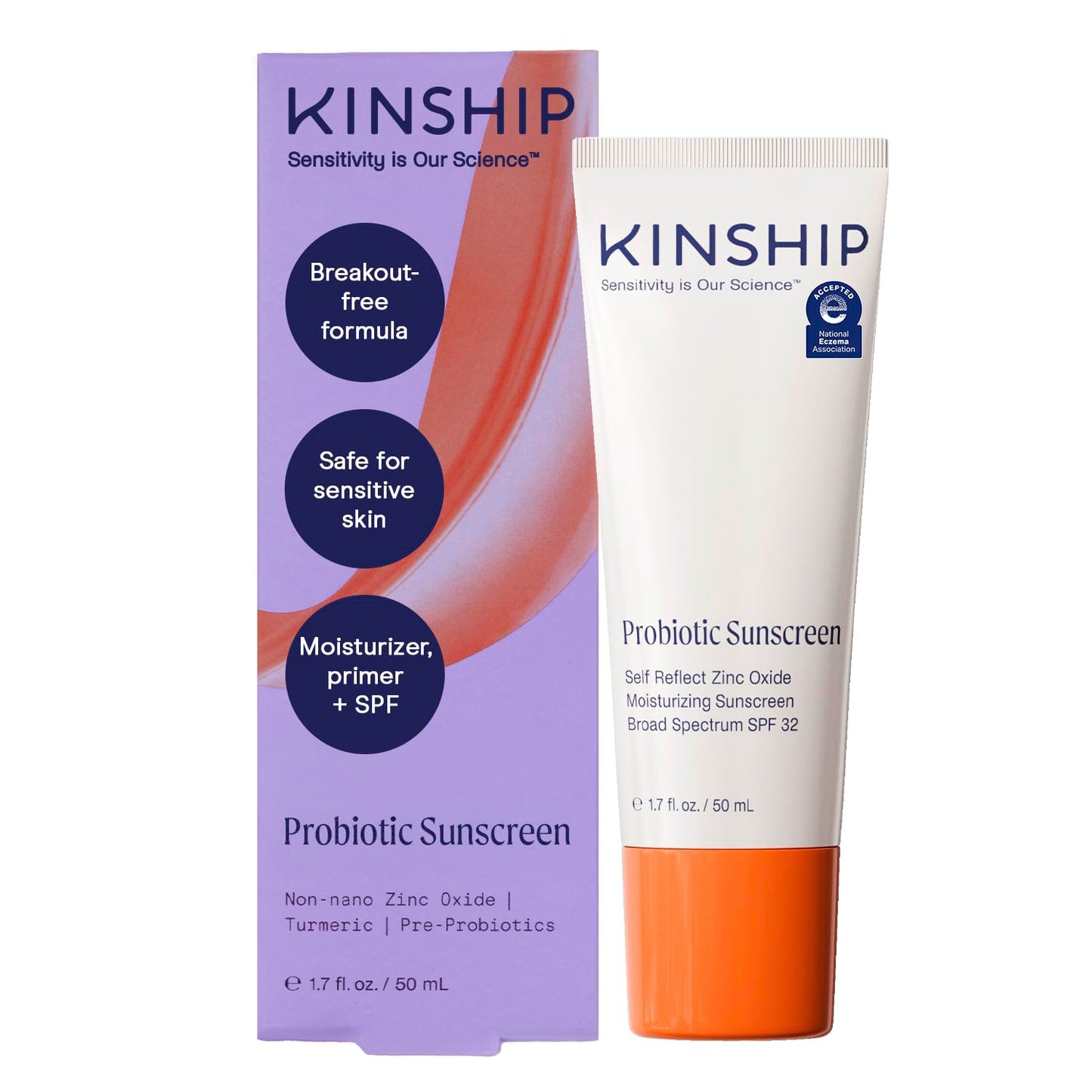 Kinship Zinc Oxide Mineral Sunscreen for Face Self Reflect SPF 32 | Vegan, Reef Safe, Non Toxic Eczema Sunscreen for Sensitive Skin | Sunblock Face Moisturizer with SPF (1.75 oz)