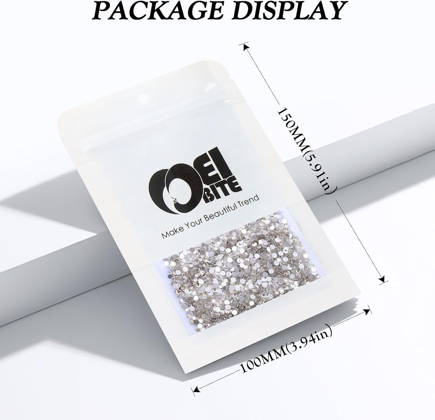 Crystal Clear Flatback Rhinestones, Glass Rhinestones for Nail Art and Craft, Glue Fix, Loose Crystal Gemstones(Crystal, SS8, 2880pcs, 2.3-2.5mm)