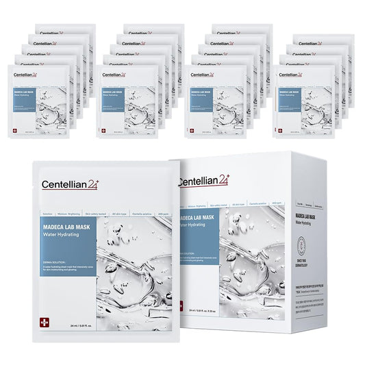 CENTELLIAN 24 Madeca Mask (Water Hydrating, 20pc) - Face Mask Sheet for Deep Hydration, Sun Damage with Centella Asiatica, TECA, Niacinamide, Ceramide. Korean Skin Care for Men Women by Dongkook