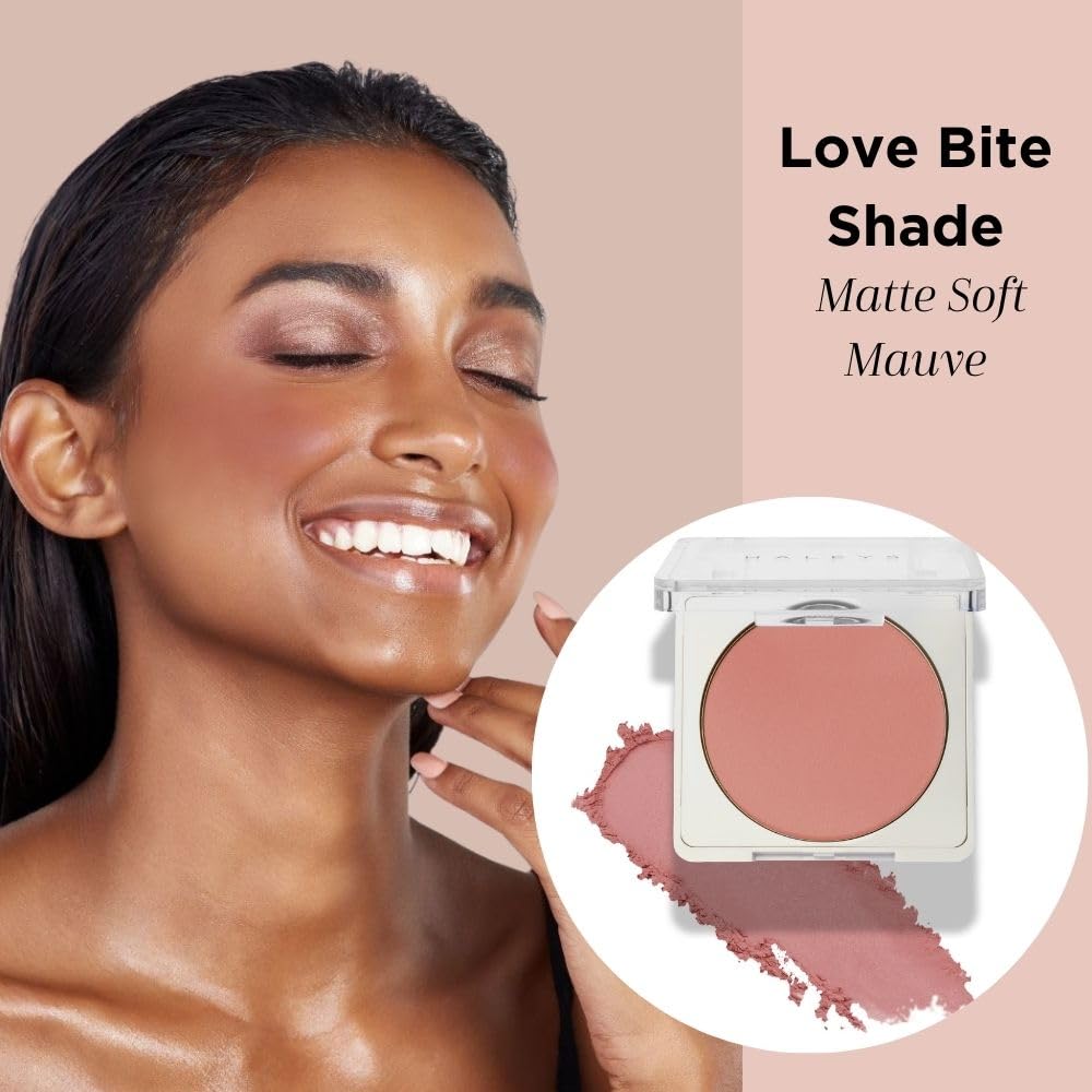 HALEYS Re-pop Smoothing Powder Blush (Love Bite) - Pigmented, Easy Blending, Longwear, Buildable, Talc-Free, V + CF
