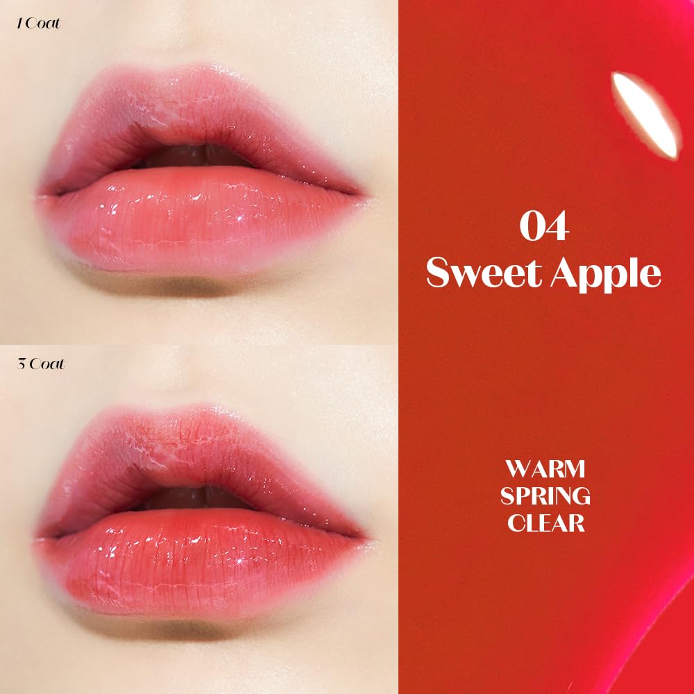 ETUDE Dear Darling Oil Tint #4 Sweet Apple 4.2g | High Moisturizing and Strong Hydrating Lip Oil/Lip Gloss | Smooth and Moist Lips | Non-Sticky Lip Oil Tint For Dry Lips | K-beauty