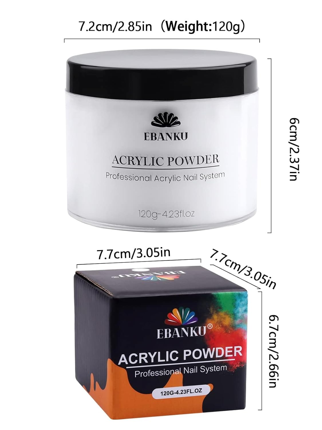 EBANKU Acrylic Nail Powder, 4.2oz White Powder for Nail Extensions & Sculpting, Colored Acrylic Nail Powders for French Nail Extension, Gifts for Women