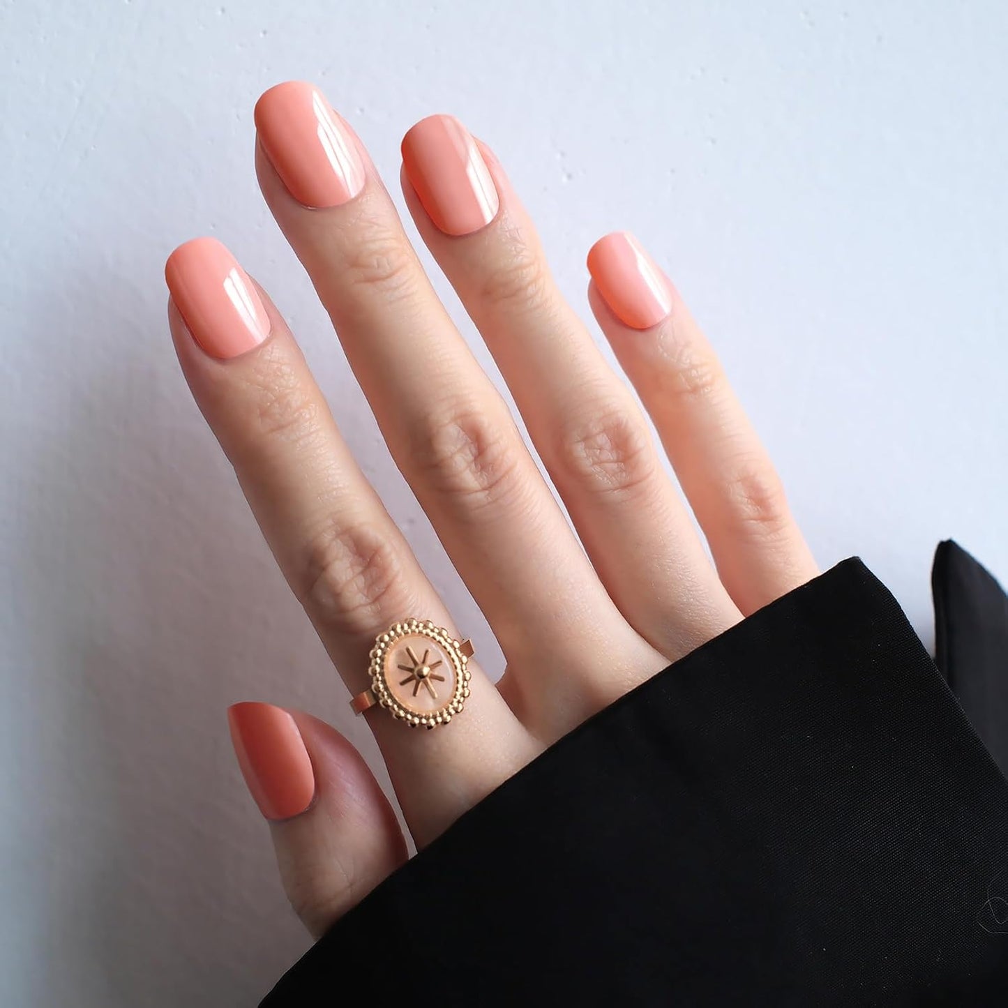 Nail Polish Strips - 22 Pcs Salon Quality Gel Nail Stickers - Long Lasting Wraps (Peach Pink)