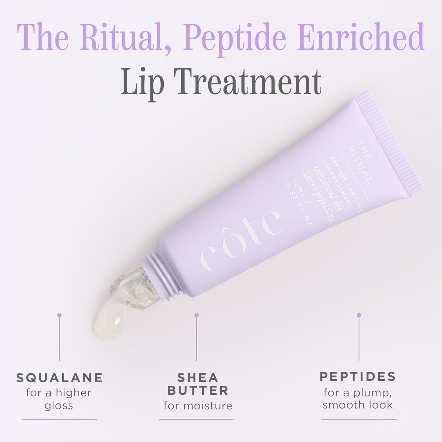 Côte Beauty’s The Ritual Lip Moisturizer for Women with Peptides, Shea Butter & Cocoa Butter for Soft & Supple Lips, Softens, and Soothes, Vegan & Cruelty-Free, 0.33 Fl Oz
