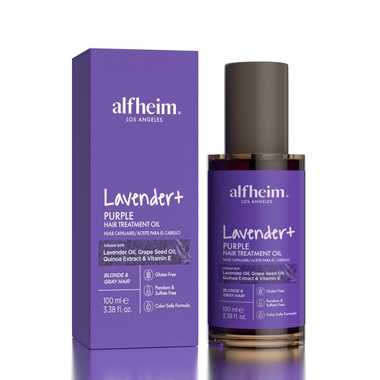 ALFHEIM Lavender+ Purple Hair Treatment Oil | Anti-Brass Toning & Shine Boosting Hair Oil for Blonde, Silver & Gray Hair | Heat Protection & UV Defense | Sulfate-Free, Paraben-Free | 3.38 fl.oz