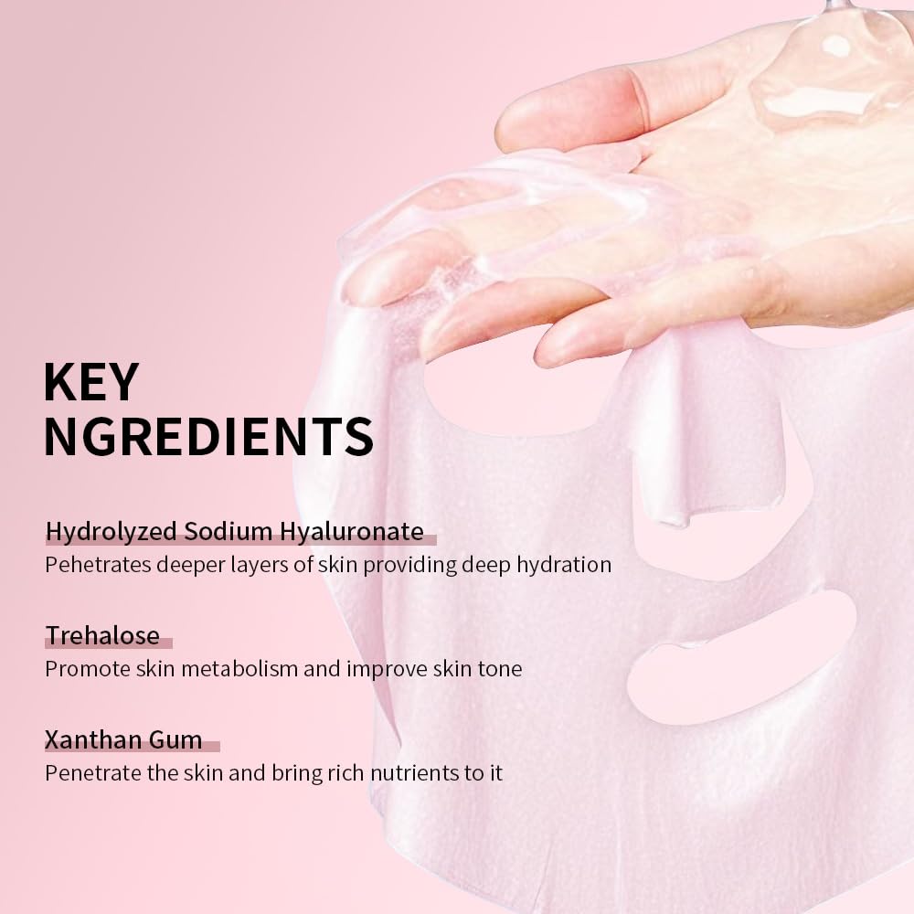 REAL DEEP Hyaluronic Acid Glow Mask - Brightening Face Mask for Dull & Tired Skin, Antioxidant Treatment with Ferment Extract, Fights Dryness & Roughness for Even, Radiant Tone, 5 Count