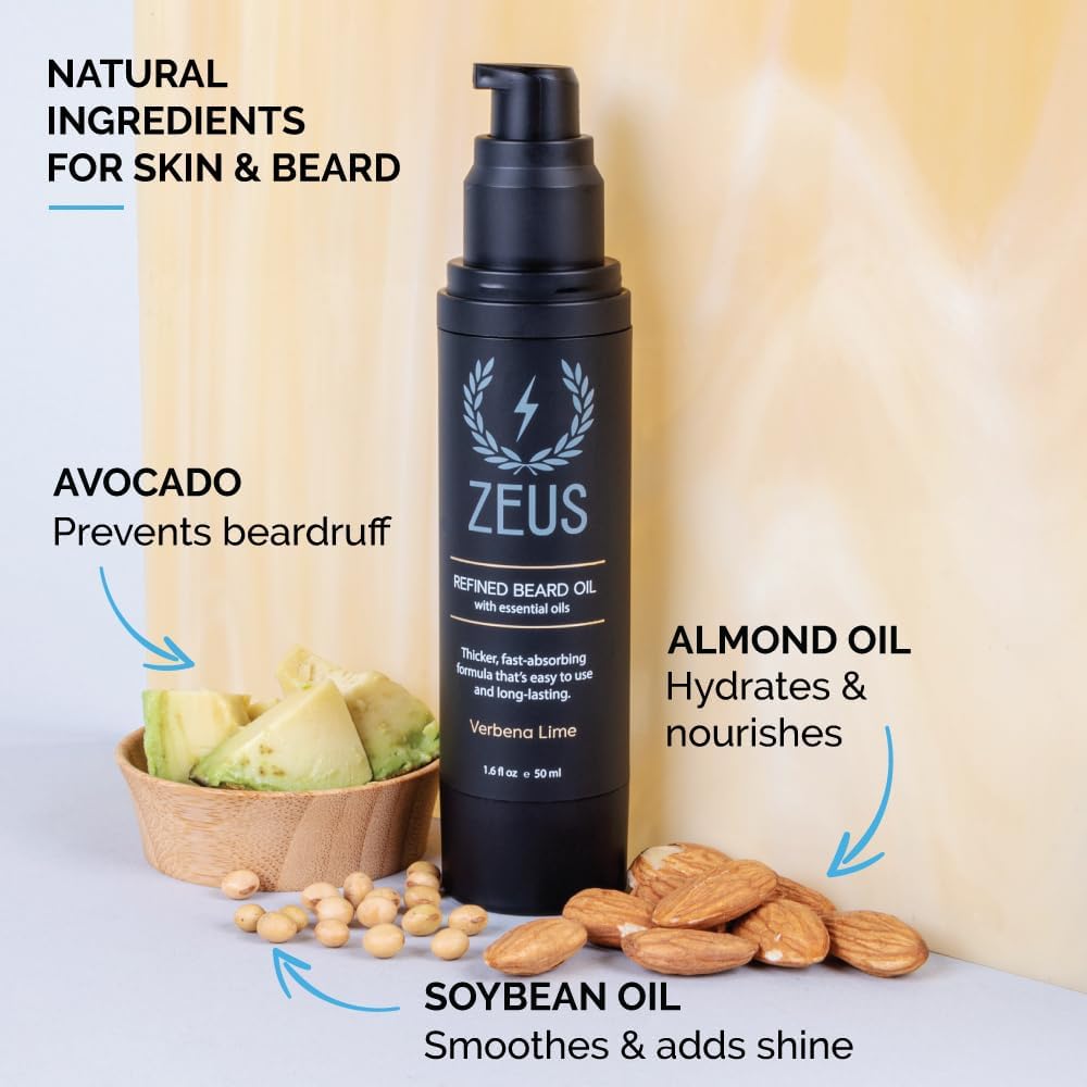 ZEUS Refined Beard Oil for Men, Leave-In Conditioner for Beard & Mustache, Softens Hair, Fights Dryness & Itch (Made in USA) Vanilla Rum