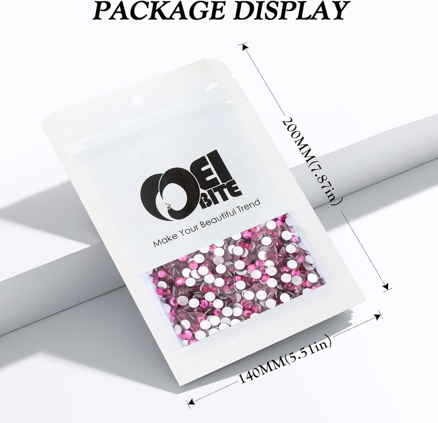 Fuchsia Flatback Rhinestones, Glass Rhinestones for Nail Art and Craft, Glue Fix, Loose Crystal Gemstones(Fuchsia, SS20, 2880pcs, 4.6-4.8mm)