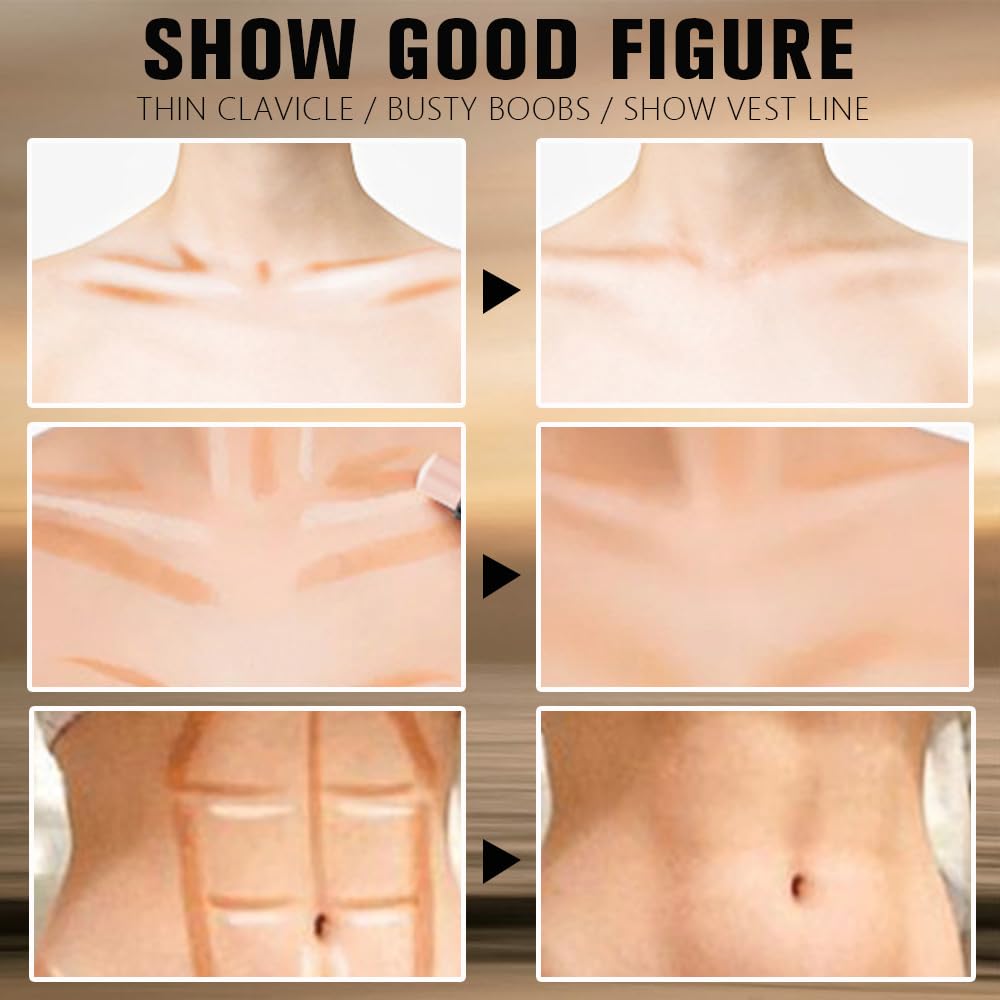 Dual-Ended 2-in-1 Cream Contour & Highlighter Stick – Waterproof, Long-Lasting for Face & Body Makeup, Suitable for All Skin Tones, 02#Nude + Light Beige