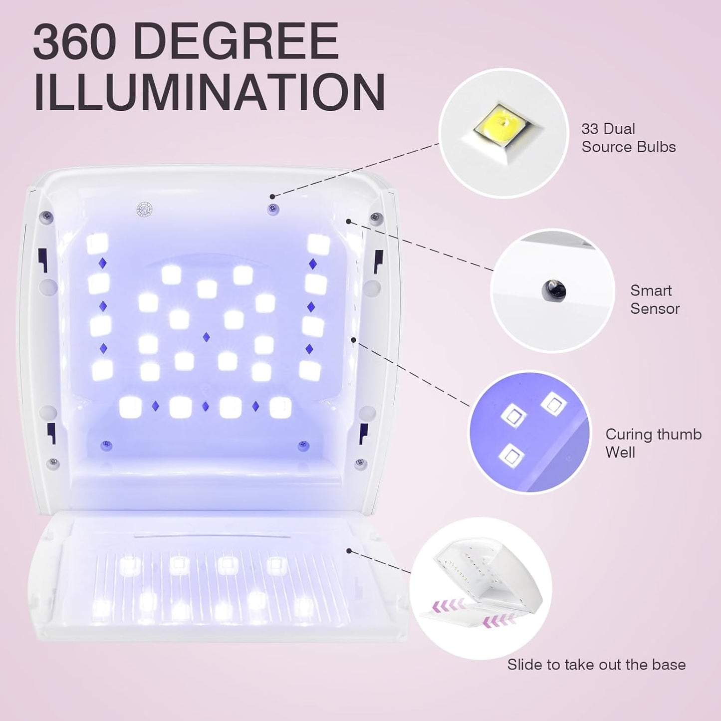 Cordless UV LED Nail Lamp, Rechargeable 66W UV Light Nail Curing Lamp for Gel Nail Acrylic Polish with Auto Sensor & 5 Timer for Home & Salon