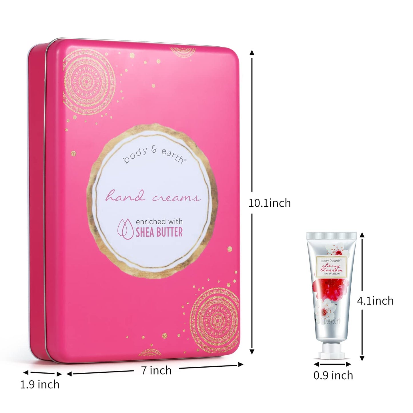 BODY & EARTH Hand Cream for Women, Hand Lotion Gift Set for Mothers Day for Mom Gift, Hand Lotion Set for Women 6 Pcs Travel Mini Size Hand Cream for Dry Hands with Shea Butter and Glycerin (6x1.0 oz)