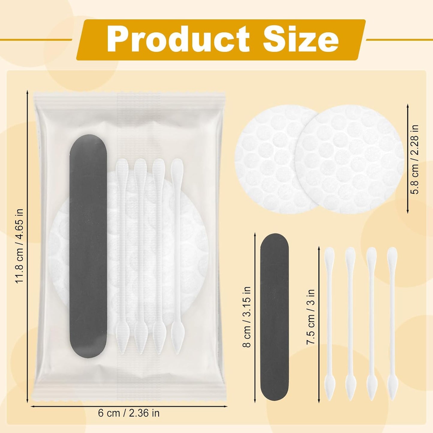 Hotel Vanity Kit Individually Wrapped Bulk Travel Cleaning Kit for Hotels Disposable Travel Size Hotel Hospitality Supplies Hygiene Kits for Homeless in Bulk Round Cotton (100)