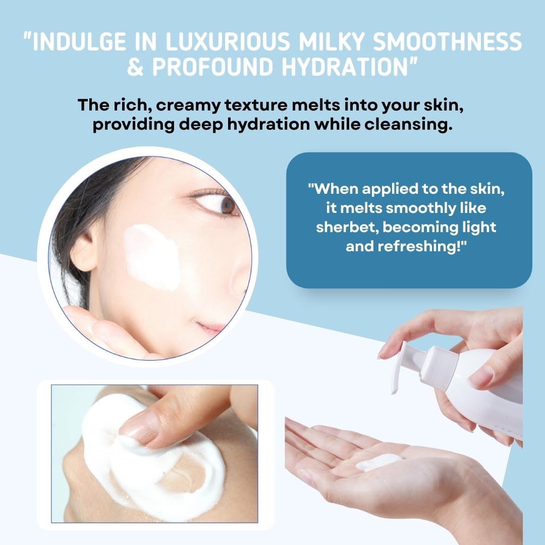 Korean Cleansing Milk for Face – Gentle Facial Cleanser for Dry & Sensitive Skin, Hydrating Makeup Remover, 6.76 Fl Oz (200ml)