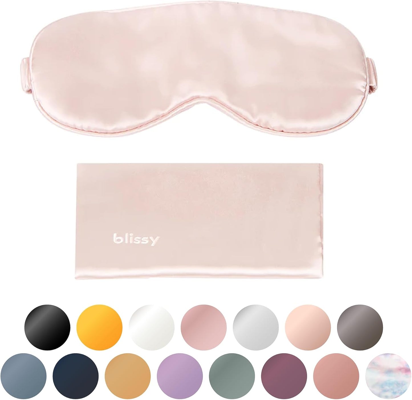 Blissy Silk Sleep Mask - Silk Eye Sleeping Mask for Women & Men for Total Blackout - 100% Pure Mulberry Silk, 22 Momme 6a Fibers - Blindfold Silk Sleep Mask Side Sleeper Eye Cover (Pink)