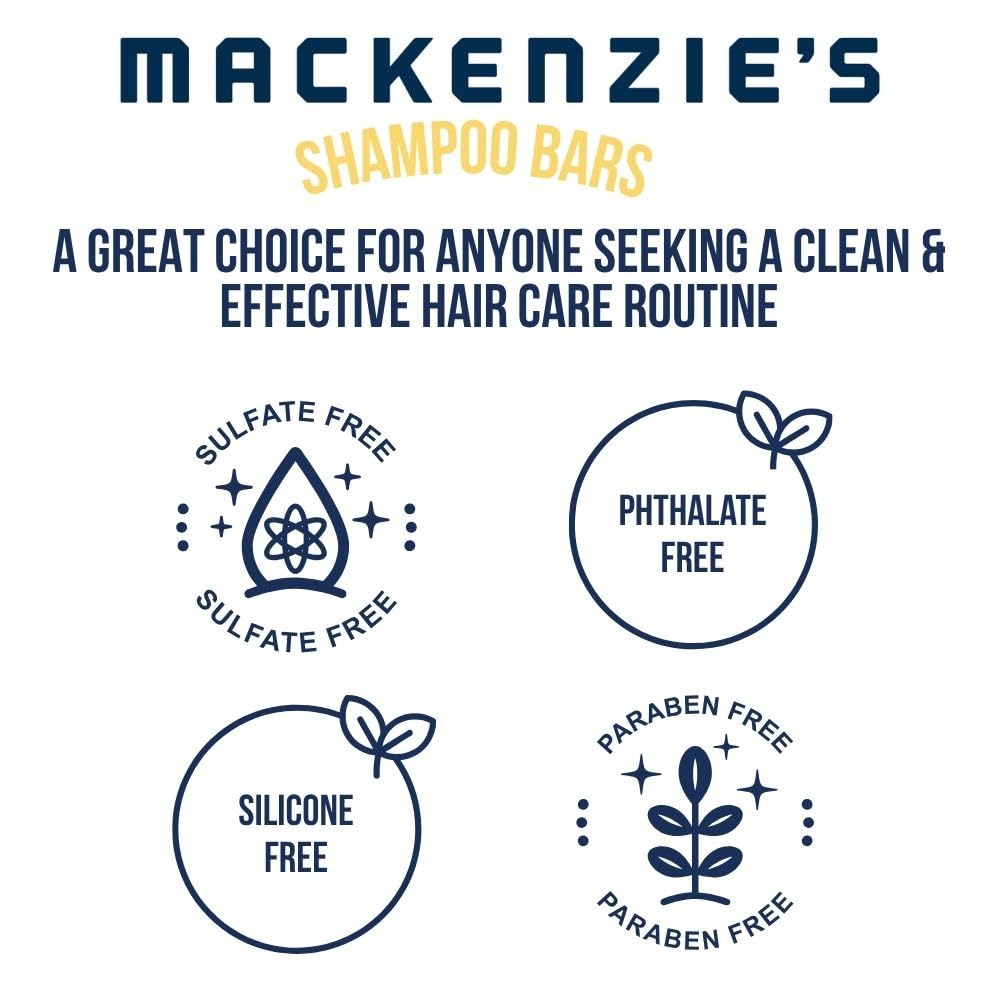 MACKENZIE'S Coconut Drift Shampoo Bar - Gifts for Fishermen - Vegan - Sulfate-Free - Eco Friendly - Zero Waste - Reusable Packaging with Travel Container - 3.5 OZ