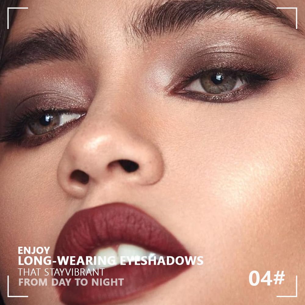 Kaely Powder Eyeshadow Quad, Smoky Bronze Glitter Eyeshadow Palette Makeup, Neutral Eye Shadow Palette for Older Women Pigmented Waterproof, sombras para ojos, Blendable, Cruelty-free, 04