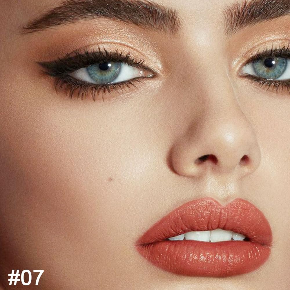 evpct 1Pcs Rose Gold Metallic Lip Liner and Lipstick Set Kit for Women Lips Kit with Lip Liner Lip Stains Long Lasting Waterproof 24 Hour Lipstick and Lip Liners Combo Lipliners Pencil Set 07#