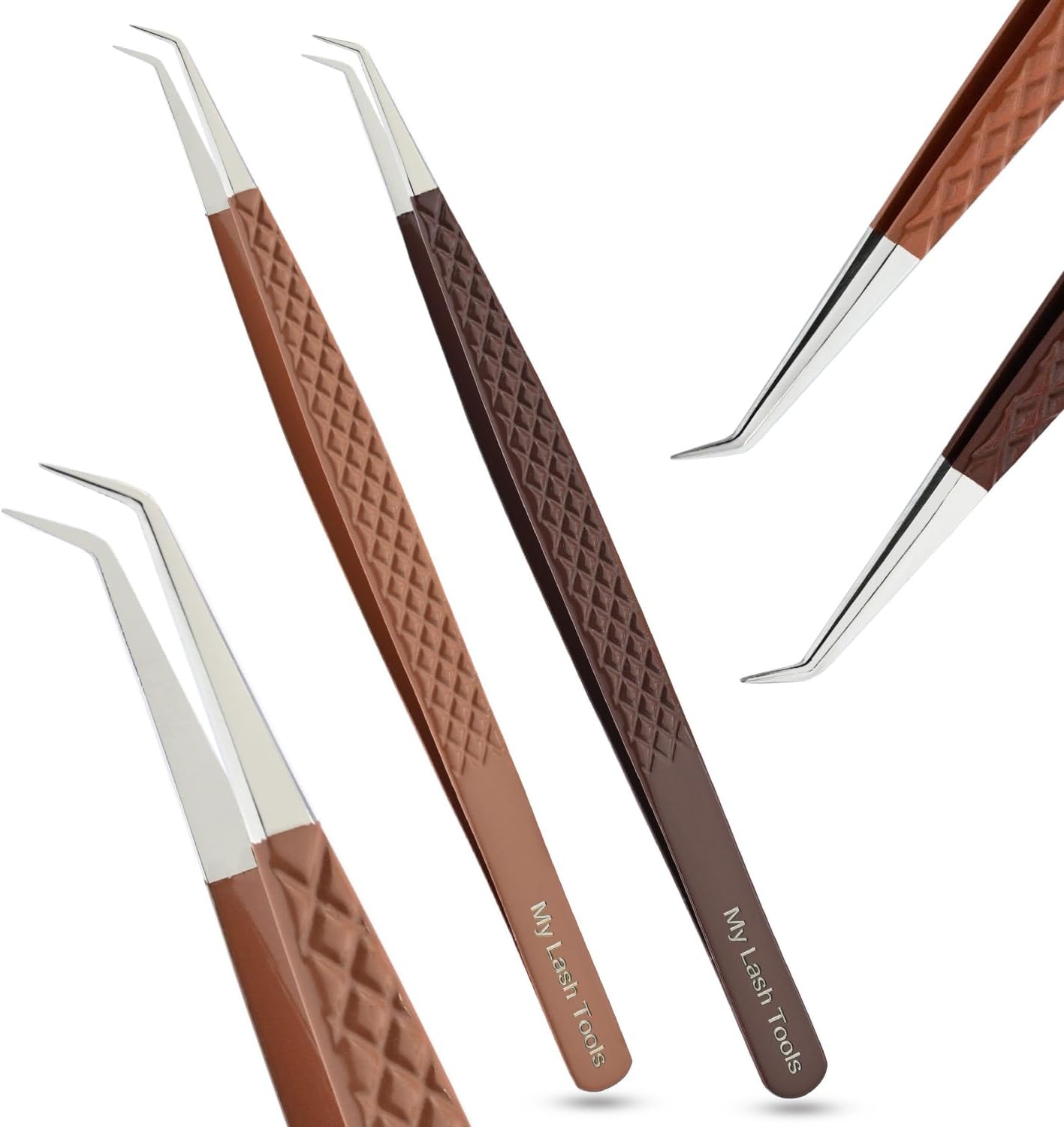 2pcs Curved Isolation Tweezers for Eyelash Extensions – 14cm Stainless Steel, Best for Individual Isolation & Classic Lashes Lash Tweezers Set