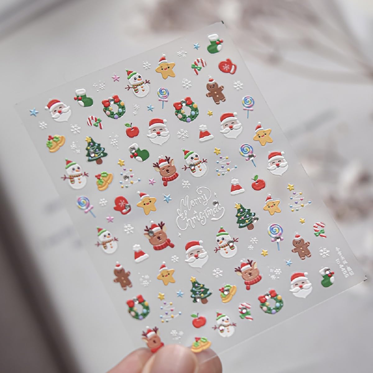 Christmas Nail Art Sticker 5D Embossed Xmas Nail Art Decals Santa Claus Elk Snowman Rhinestone Design Holiday Nail Supplies Winter Manicure Decoration for Women Girls