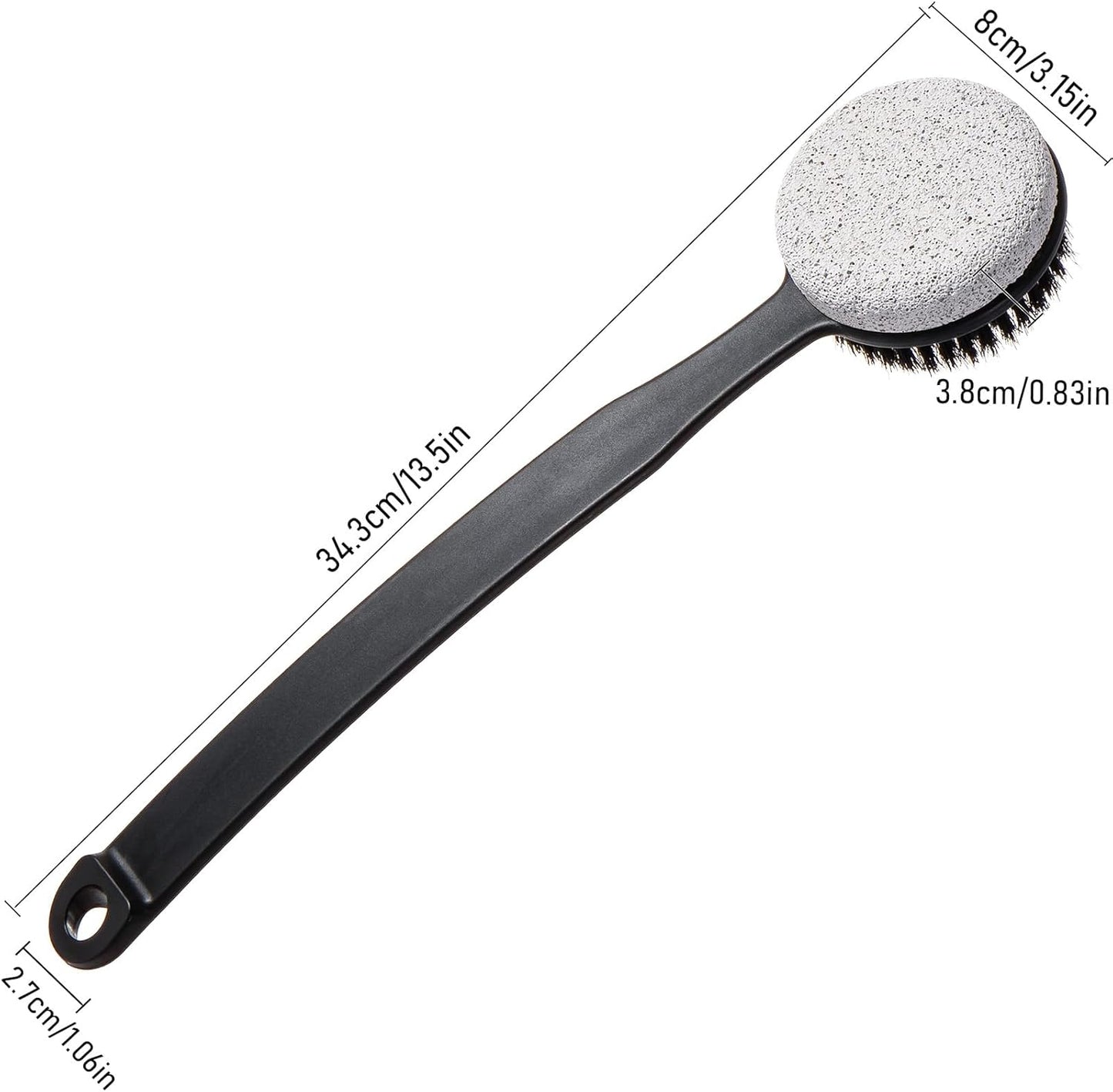 Pumice Stone for Feet with Long Handle (Double-Faced Curved Handle,Black, Count, 3.0)
