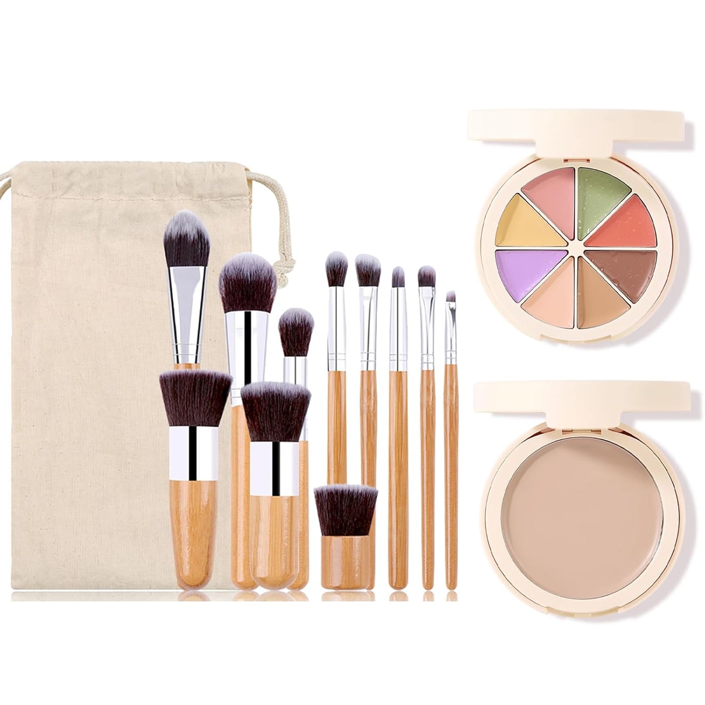 Professional Makeup Cream Contour Palette, Joyeee 8 Colours Concearler Full Coverage & Makeup Brush Set Contour Concearler Palette Contouring Face Make Up Gift for Women Girls