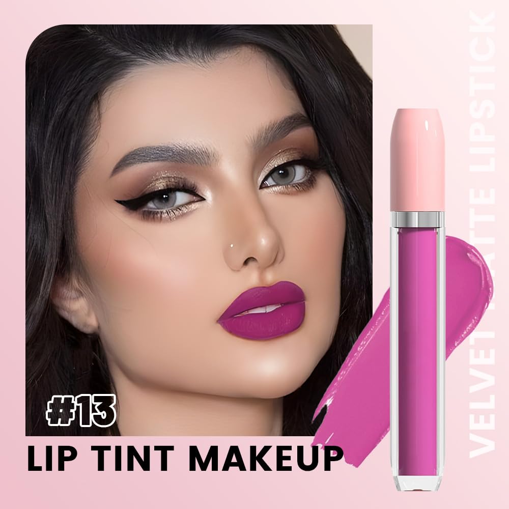 BINGBRUSH Super Matte Longwear No-Budge Stay On Smudge Proof Liquid Lipstick Long Lasting Makeup for Women,Highly Pigmented Color and Instant Shine, Cheeky