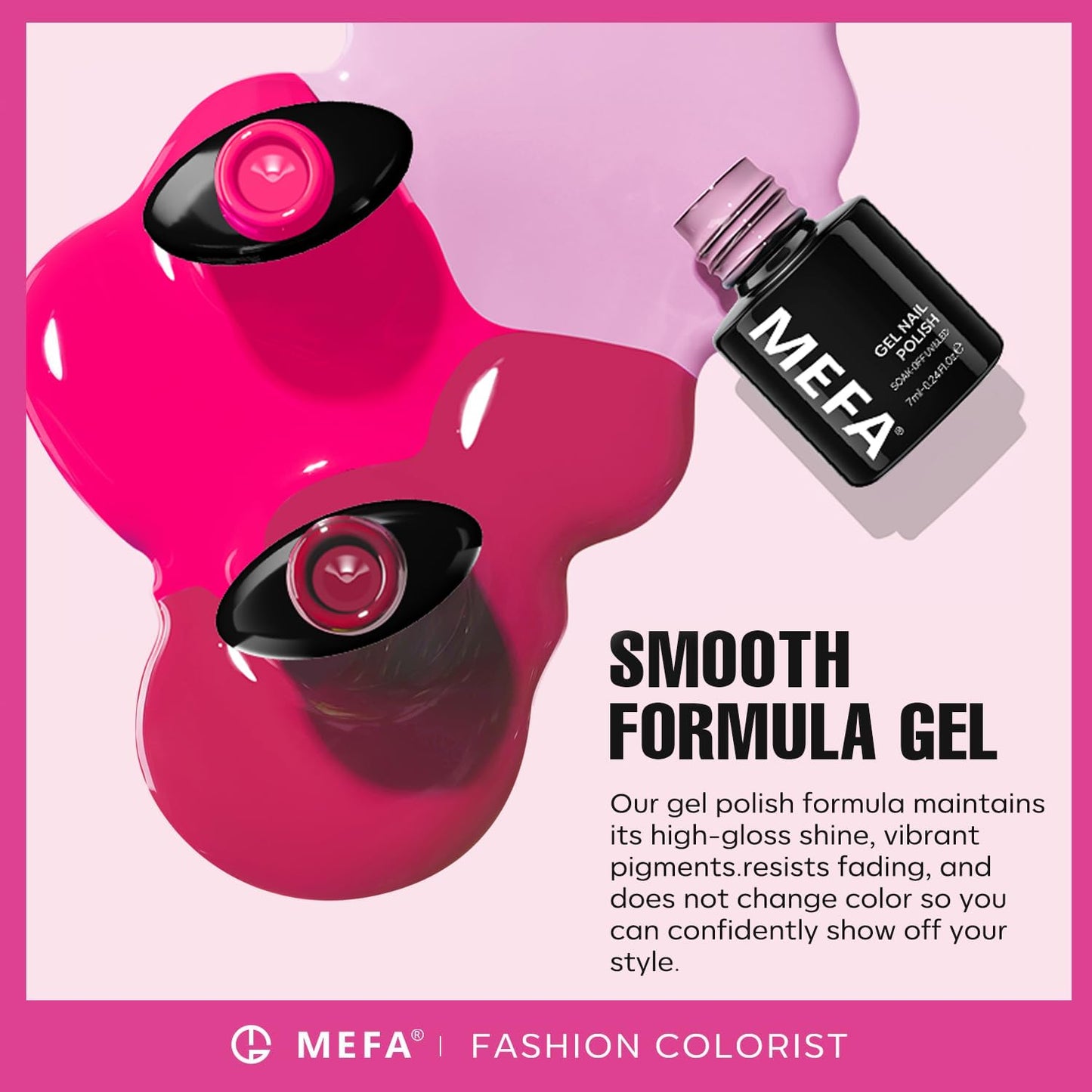 MEFA Pink Gel Nail Polish Set 6 Colors, Hot Pink Shades Spring Neon Light Bright Magenta Electric Tones Craze Nail Art Design at Home DIY Decorations Manicure Kit Gifts for Women