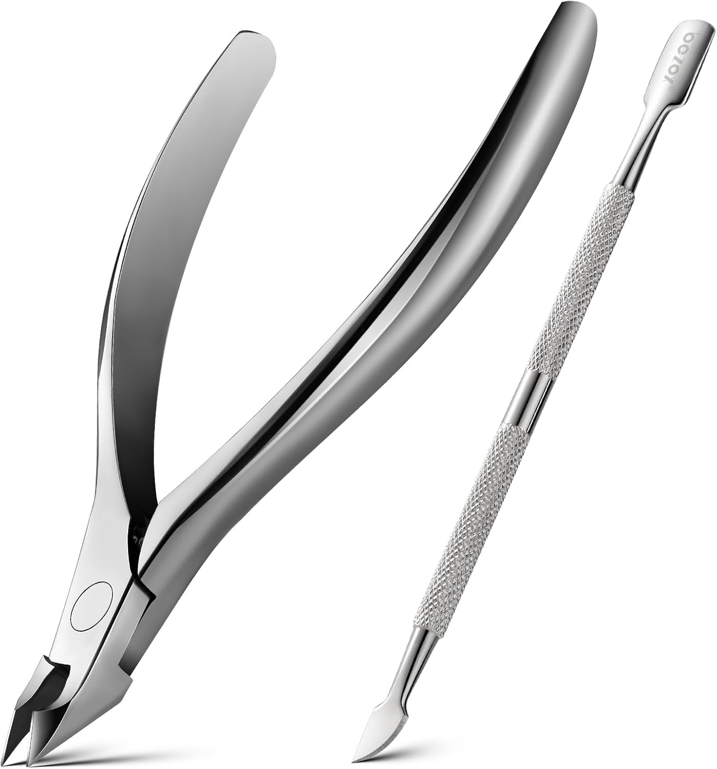 BEZOX Cuticle Trimmer with Pusher - Salon Quality Cuticle Clipper with Cuticle Pushers, Super Sharp Cuticle Cutters and Dual-End Nail Pushers Cuticle Stick, Professional Manicure Tools