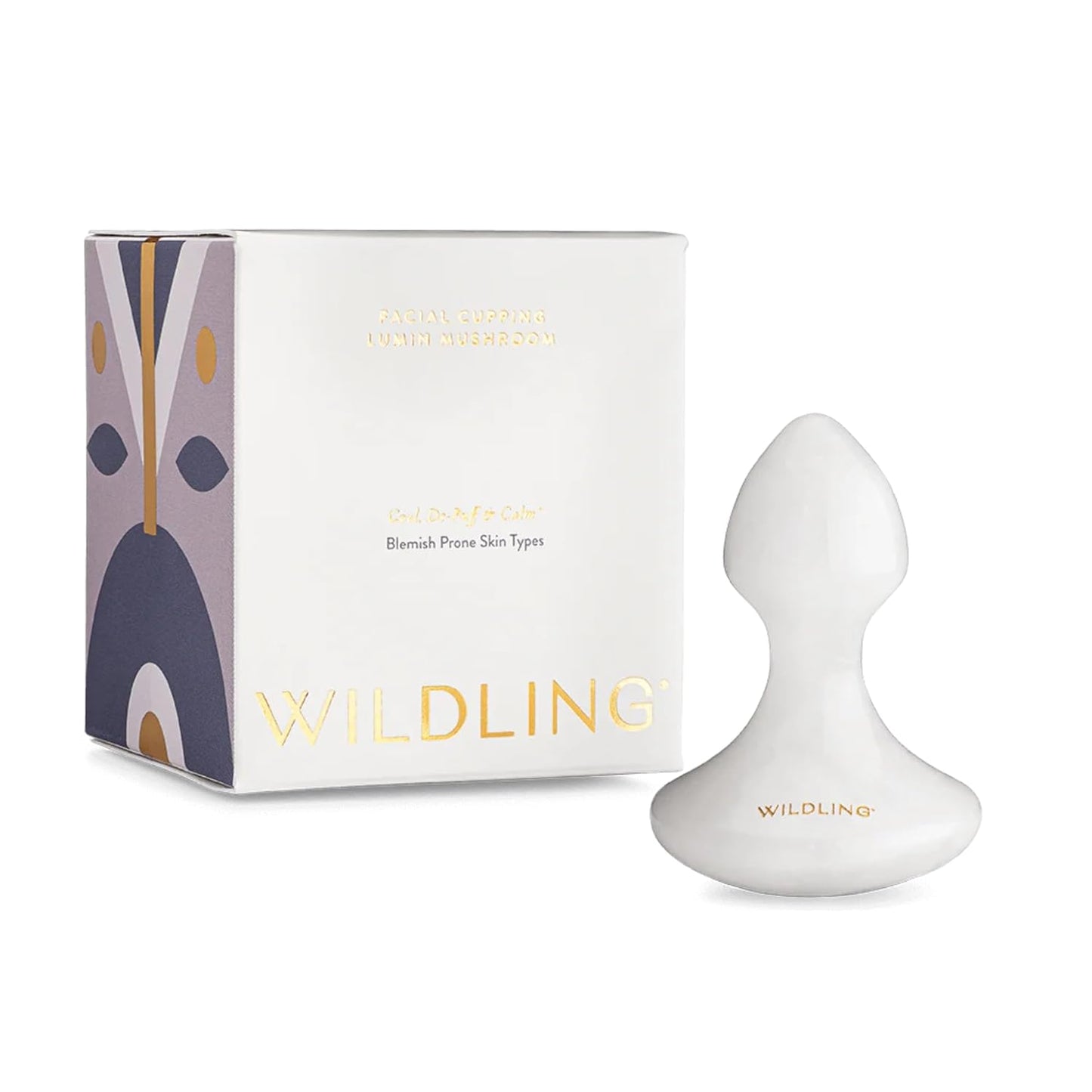 WILDLING Lumin Mushroom | Facial Massage Stone | Made with White Jade | Designed to Cool + De-puff + Calm the Skin | Perfect with Lumin Oil