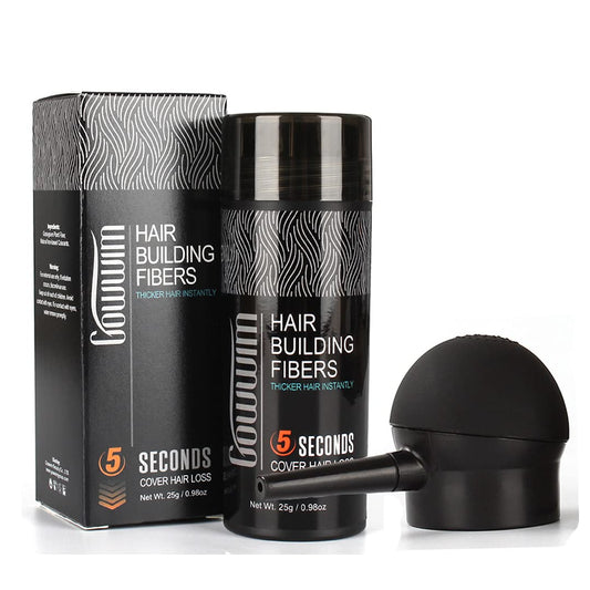 gowwim Hair Thickening Fibers 2-in-1 Kit Keratin Building Fibers, Spray Applicator & Hold Spray - Instantly Volumize Sparse Areas (Light brown)