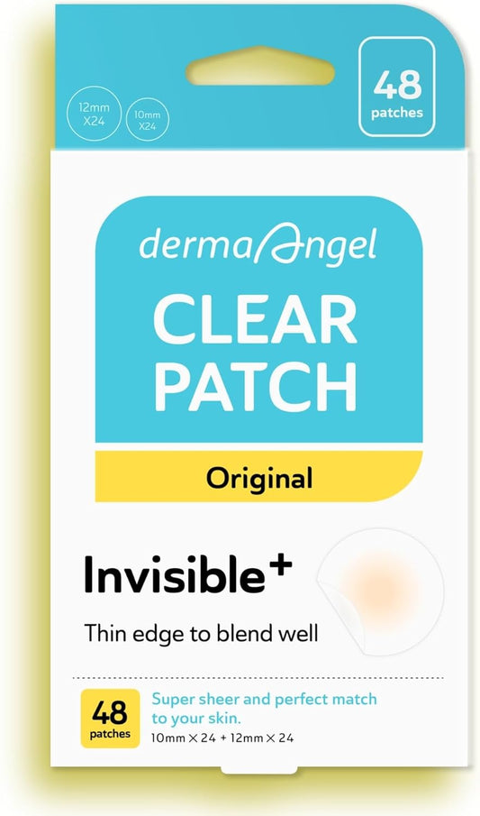 Invisible Pimple Patches for Cystic Acne - Ultra Thin Hydrocolloid Acne Patches & Zit Stickers, Cystic Acne Patch for Surface Blemishes - 48 Count - 2 Sizes Invisible Plus (Clear Patch)
