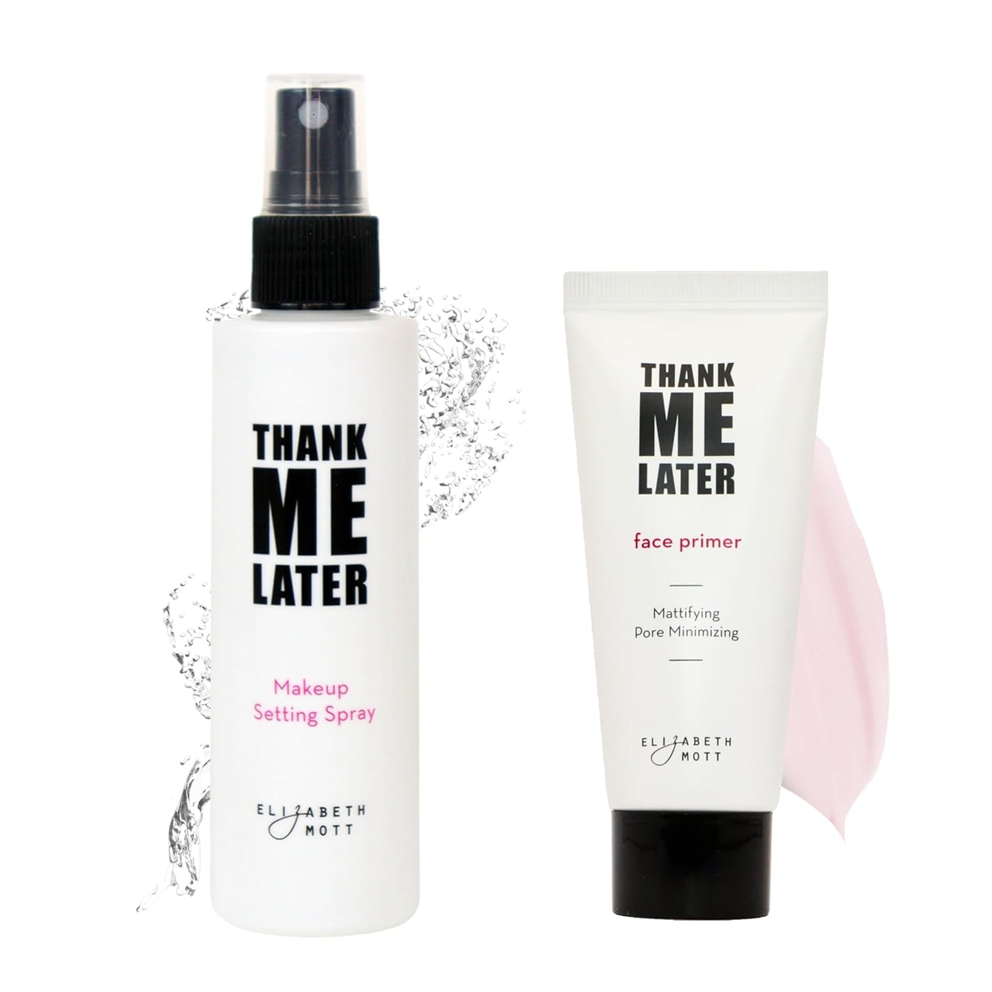 Elizabeth Mott Thank Me Later Primer & Setting Spray Duo – Oil-Control Face Primer for Smooth, Matte Finish & Hydrating Setting Spray with Niacinamide for Dewy, Long-Lasting Makeup – 30g + 95ml