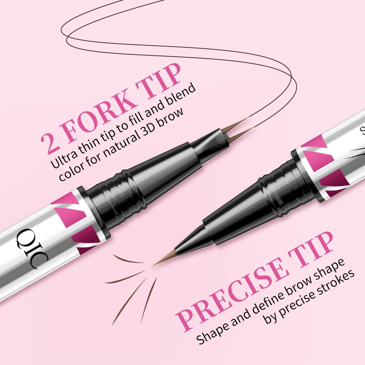 Eyebrow Pencils for Women, 2-in-1 Dual-Ended Microblading Eyebrow Pencil Waterproof with 2 Fork Tip and Spoolie Brush for Hair-Like Natural Brows Eyebrow pen, Non-Dry, Last All-Day (Brown)