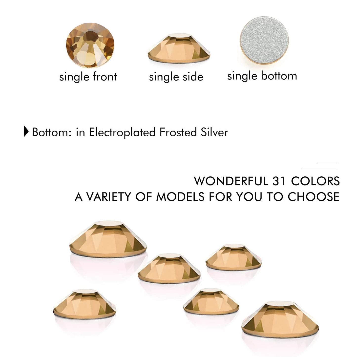 3000Pcs Champagne Crystal Rhinestones,Glass Flatback Rhinestones Mini Gemstones for Nail Face Makeup Art Crafts Clothes Decoration -(SS6,2.0mm,Champagne)