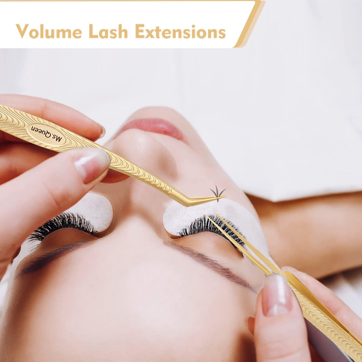 Ms.Queen Lash Tweezers for Eyelash Extension-Professional Lashing Tweezers for Mega Volume Mink Eyelashes Extensions Applying