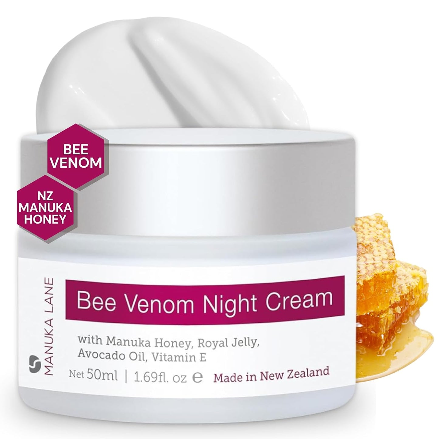 Manuka Lane Bee Venom Night Cream for Face and Neck with Sweet Almond Oil, Kernel Oil, Plant Extracts & Vitamin E | Plant Based Formula | Carefully formulated to keep your skin young and healthy!