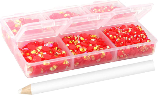 Multi Size 3mm 4mm 5mm Rhinestones Set for Nails Crafts Transparent Peach Non Hotfix Rhinestones Nail Gems Rhinestone Jelly AB&Round Flat Back Resin Rhinestone for Makeup Clothes Shoes Eyes Bottles