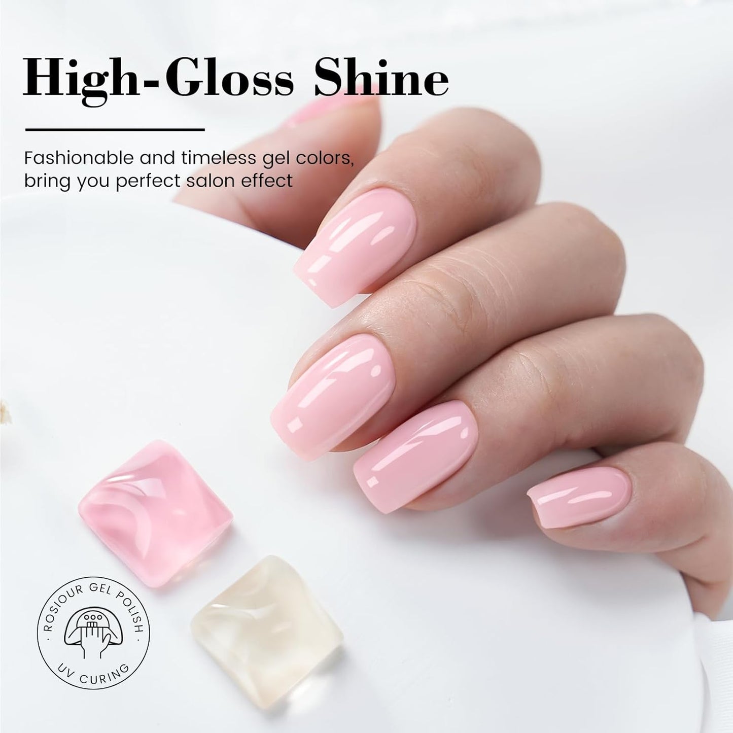 HEMA and TPO Free Milky Pink Gel Nail Polish - 18 ML Nude Jelly Pale Pink Nail Polish Gel for Women Girls Gift, Long Lasting Neutral Clear Translucent Color Soak Off Cured for Home Nail Art Salon DIY