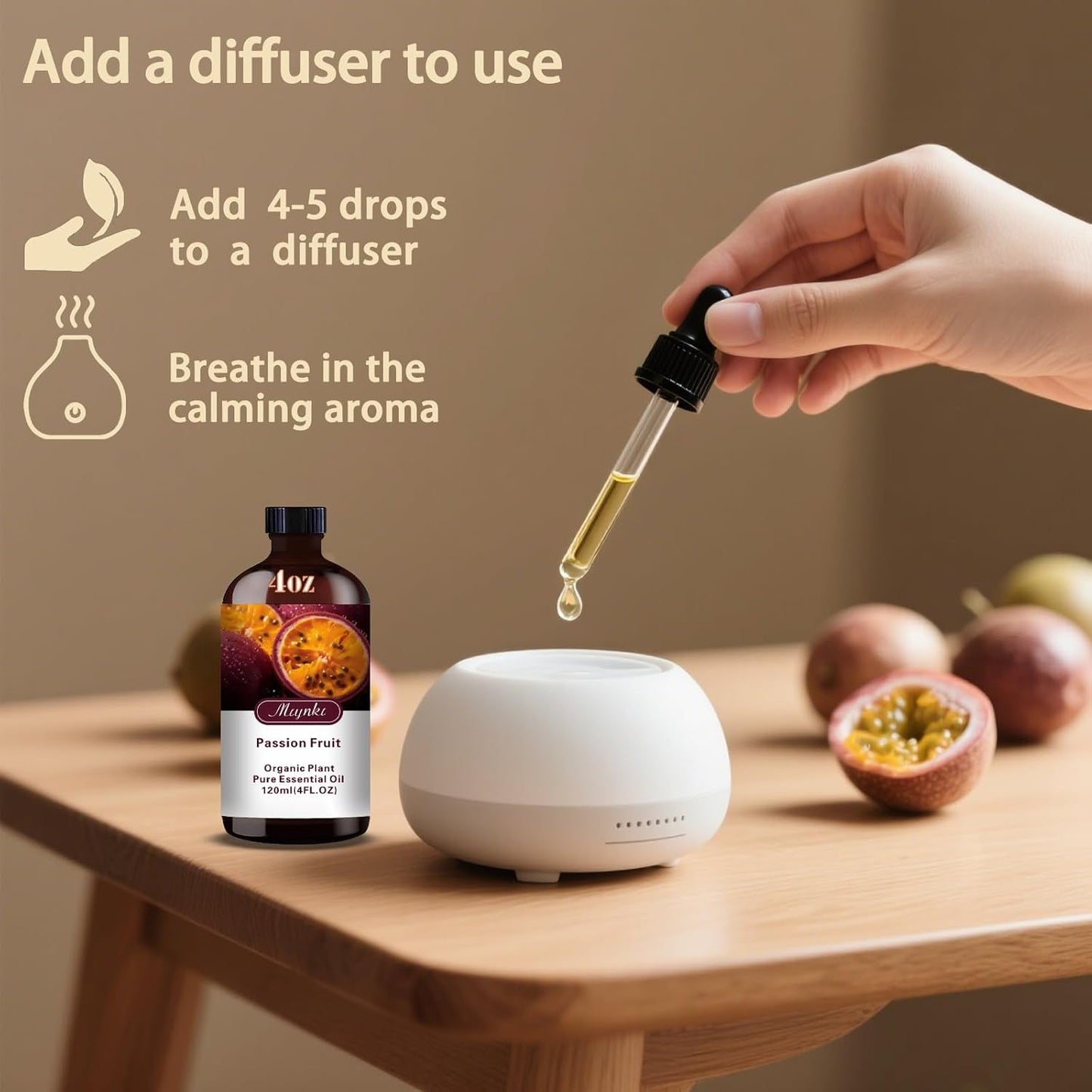 Passion Fruit Fragrance Oil-Passion Fruit Essential Oil 4.33oz (130ml)-100% Pure Natural Scent for Diffusers, Candles, Soap Making & Aromatherapy-Relaxing Home & Gift Essential Oil for Bath, Massage