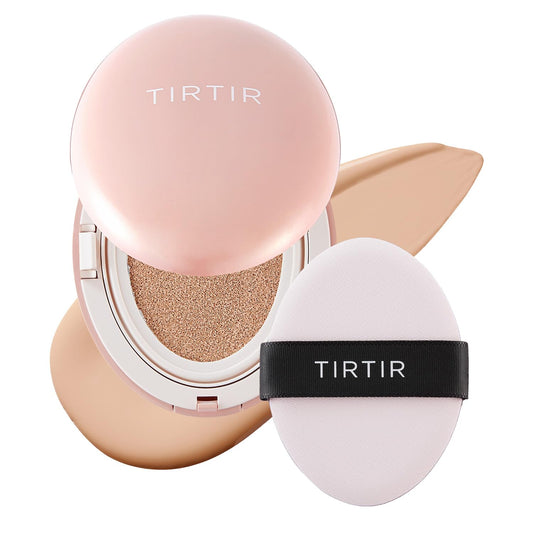 TIRTIR Mask Fit All Cover Pink Cushion Foundation | High coverage, Velvety Matte Finish, Lightweight, Flawless, Corrects Redness, Korean Cushion (#21C Cool Ivory, Full Size, 0.63 Fl Oz)
