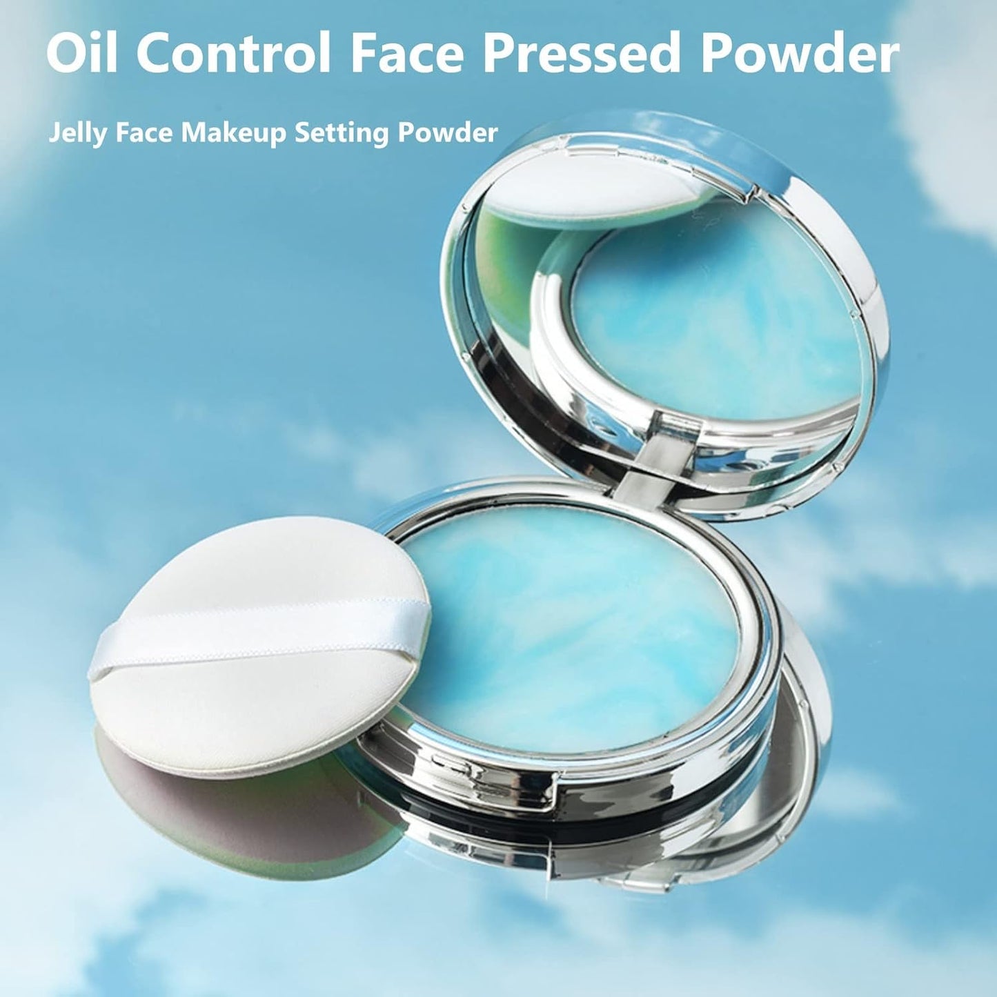 Oil Control Face Pressed Powder, Jelly Pressed Powder Face Makeup Setting Powder, Powder Free Delicate and Skin-friendly, Flawless Matte Long Lasting Finishing Lightweight Waterproof Face Cosmetics