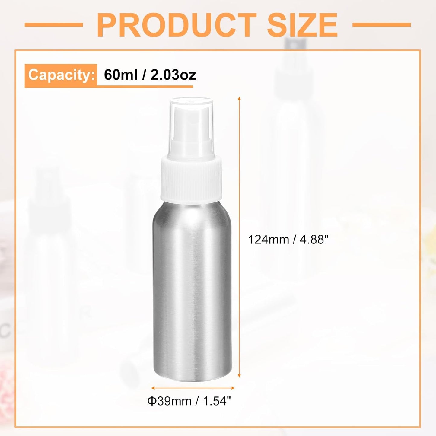 HARFINGTON 3pcs Aluminum Fine Mist Spray Bottles 60ml/2.03oz Metal Small Liquid Alcohol Refillable Travel Container with White Plastic Nozzle Cap for Perfume Skincare Cosmetic Storage Bottle