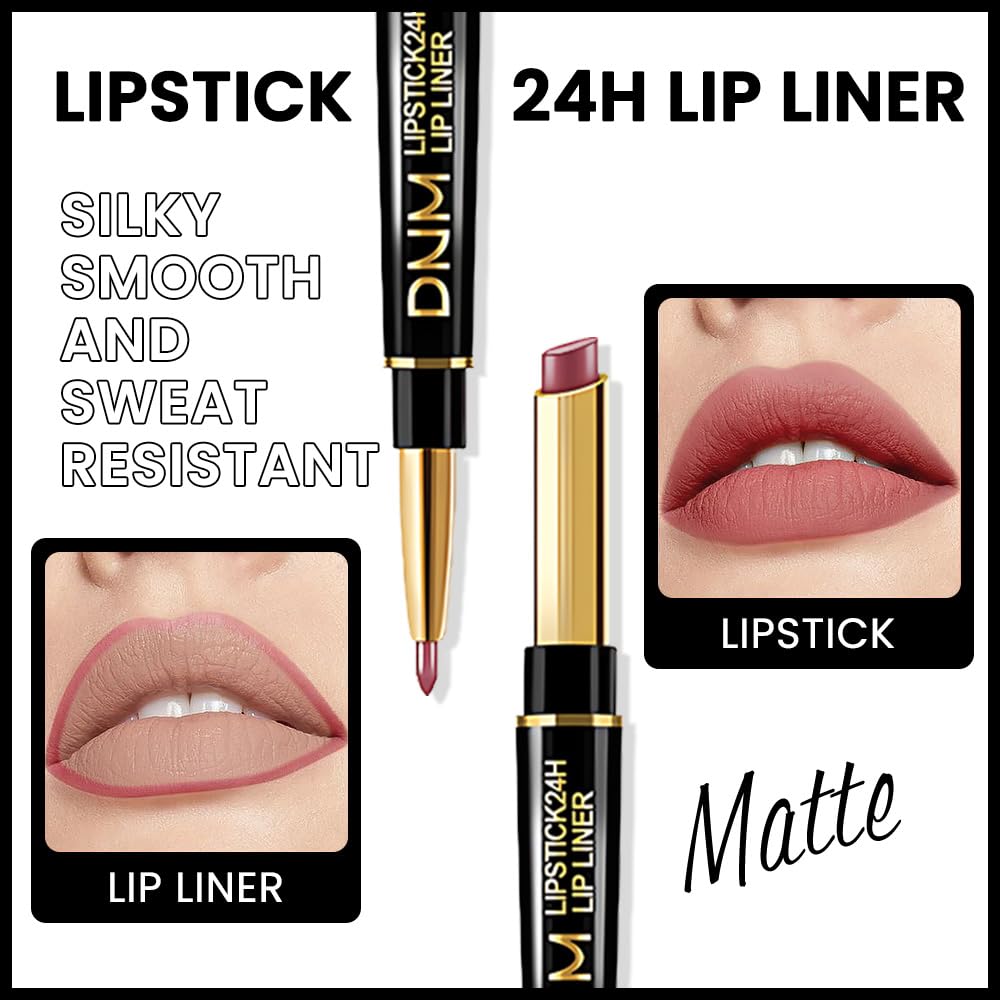 evpct 1Pcs Matte Lip Liner and Lipstick Combo Set Kit for Women, Magic Neutral Lipsticks 24 Hours Original Lipstick and Lips Liner Pencil Stain Gloss Makeup Long Lasting Waterproof, 31# MORE BUFF
