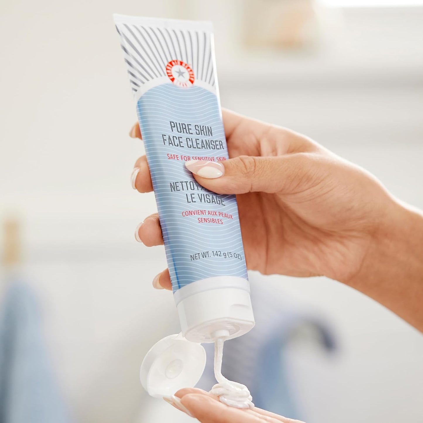 First Aid Beauty - Pure Skin Face Cleanser, Effectively Removes Makeup, Dirt, & Impurities, Gentle Cleanser Leaves Skin Soft & Supple, Fragrance Free, 2 oz, 3 ct