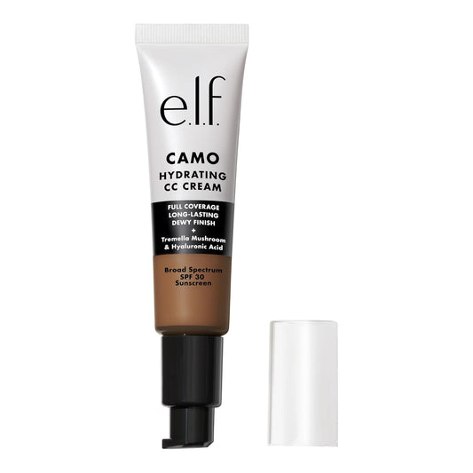 e.l.f. Hydrating Camo CC Cream, SPF 30, Color Correcting Full Coverage Foundation For A Dewy Finish, Vegan & Cruelty-Free, Deep 500 W